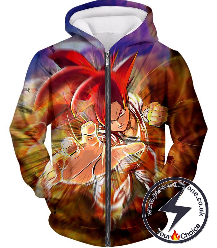 Dragon Ball Super Amazing Super Saiyan God Mode Goku Ultimate Action Zip Up Hoodie